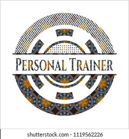 Personal Trainer arabesque emblem background. arabic decoration.
