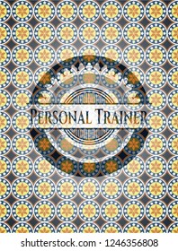 Personal Trainer arabesque style emblem. arabic decoration.