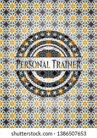 Personal Trainer arabic style emblem. Arabesque decoration.