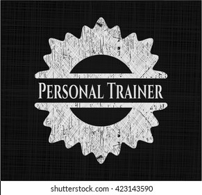 Emblema de tiza para entrenador personal, estilo retro, tiza o textura de pizarra