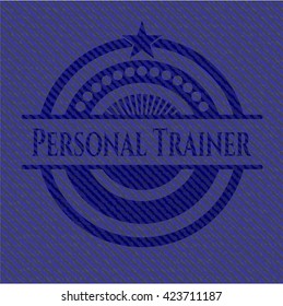 Personal Trainer emblem with jean background