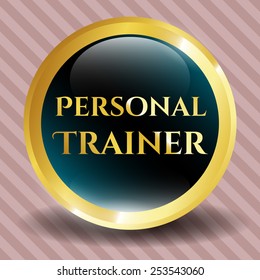 Personal trainer golden object or icon with background