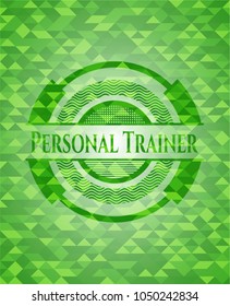 Personal Trainer green emblem with mosaic background