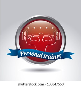 personal trainer over gray background. vector illustration