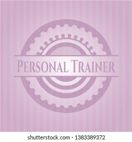 Personal Trainer retro style pink emblem. Vector Illustration. Detailed.