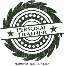 Personal Trainer rubber seal with grunge texture