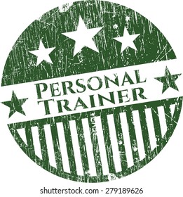 Personal trainer rubber stamp, green color