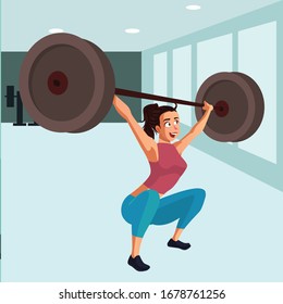 Personal Trainer zeigt ihre Hantel Workout Vektorillustration Illustration
