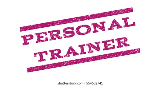 Personal Trainer watermark stamp. Text caption between parallel lines with grunge design style. Rubber seal stamp with dust texture. Vector purple color ink imprint on a white background.