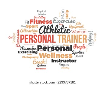 Personal Trainer word cloud background. Sports Health awareness Vector illustration design concept.