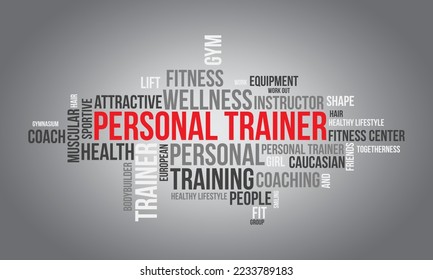 Personal Trainer word cloud background. Sports Health awareness Vector illustration design concept.