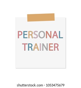 personal trainer written in notebook paper- vector illustration