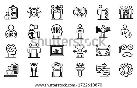 Personal traits icons set. Outline set of personal traits vector icons for web design isolated on white background
