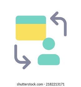 Icono de Ui de color plano de transacciones personales. Banca y finanzas. Pagos individuales. Elemento simple relleno para la aplicación móvil. Pictograma sólido colorido. Ilustración RGB aislada por vectores