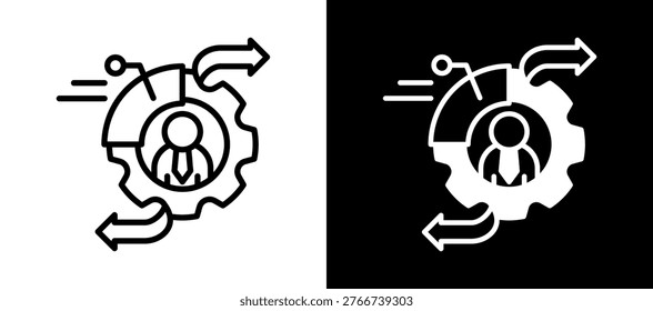 Personal Transformation Icon whiteblack Vector Illustration