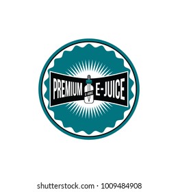 personal vaporizer e-cigarette e-juice liquid label badge vector art set