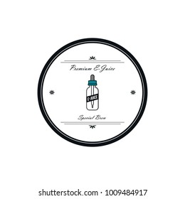 personal vaporizer e-cigarette e-juice liquid label badge vector art set