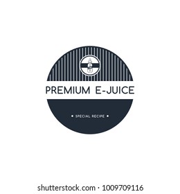 personal vaporizer e-cigarette e-juice liquid label badge vector art set