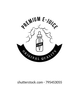 personal vaporizer e-cigarette e-juice liquid vector art badge label