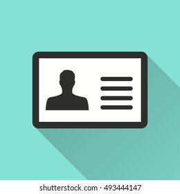 Personal vector icon with long shadow. Illustration isolated on green background for graphic and web design.