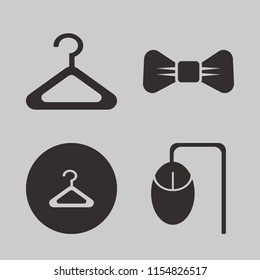 personal vector icons set. with black bow tie, computer mouse and hanger in set