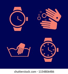 personal vector icons set. with hand washing, watch and wash hands in set