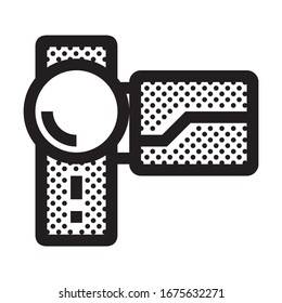Personal Video Camera. Icon Filled with Dots.