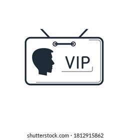 Personal vip badge. Vector linear icon isolated on white background.