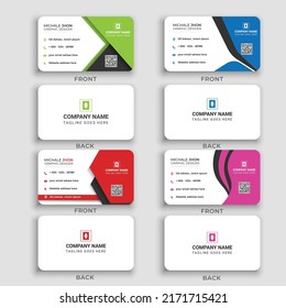 Personal visiting card with company logo. Vector illustration. Stationery design Set of modern business card print templates. 