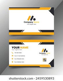 Personal Visiting Card With Company Logo | White And Yellow Color Business Card Mockup | Corporate Business Card Template