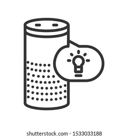 Personal voice assistance line black icon. Home control through smart speaker. Sign for web page, mobile app, button, logo. Vector isolated button. Editable stroke.