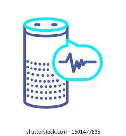 Personal voice assistance line color icon. Smart speaker programmed voice commands. Sign for web page, mobile app, button, logo. Vector isolated button. Editable stroke.