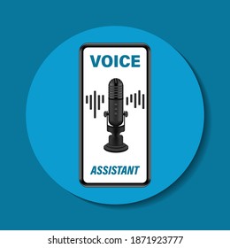 Personal voice assistant on smartphone. vector illustration.