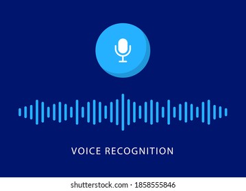 Personal Voice Assistant. Voice Recognition. Sound Waves And Microphone Button. Smart Technology.