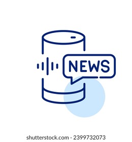 Personal voice assistant smart speaker with news speech bubble. Pixel perfect icon