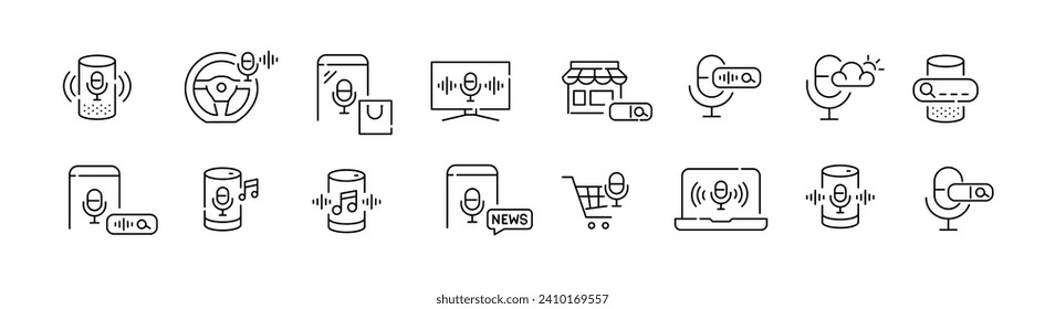 Personal voice assistant uses. Search, music, car and shopping. Pixel perfect icon