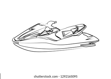 personal watercraft contour vector illustration