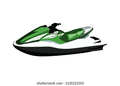 personal watercraft green realistic vector illustration isolated