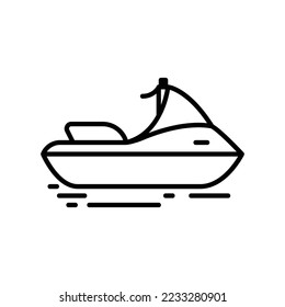 Personal watercraft icon for water sport or transportation in black outline style