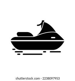 Personal watercraft icon for water sport or transportation in black solid style