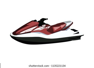 personal watercraft red realistic vector illustration isolated