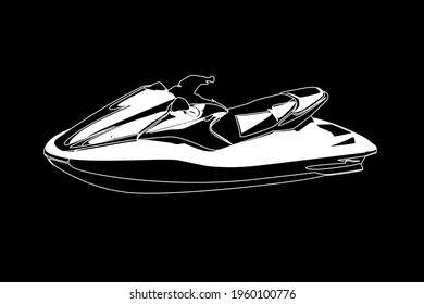 personal watercraft white on black background