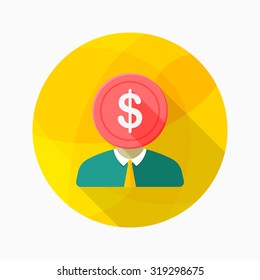 Personal wealth icon, vector illustration. Flat design style with long shadow,eps10