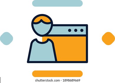  Personal web icon line filled color concept related website, seo and business elements.
