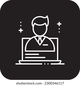 Personal Website Business people icon with black filled line style. technology, app, data, computer, information, user, privacy. Vector illustration