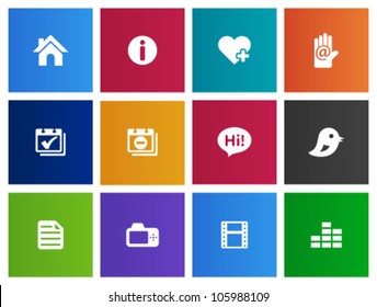 Personal website and portfolio icons series in Metro style