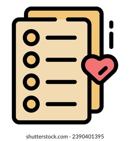 Personal wishlist icon outline vector. Love website. Order store color flat