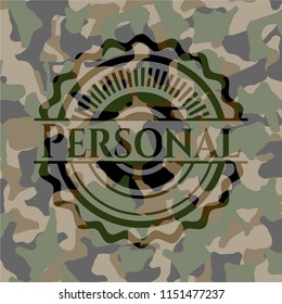 Personal written on a camo texture