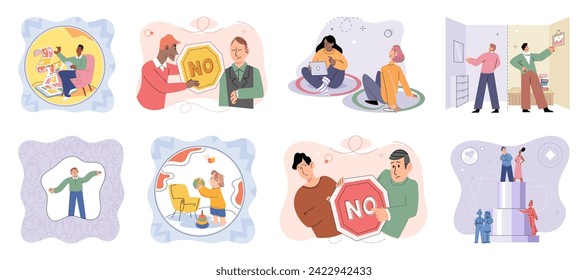 Personal zone vector illustration. Establishing and respecting personal boundaries is crucial for self care Confidence empowers us to step out our comfort zone and embrace new challenges Taking