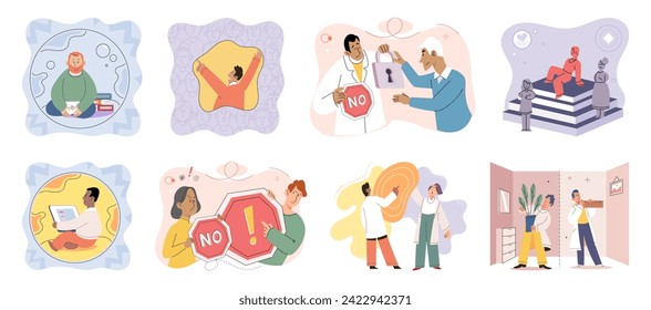 Personal zone vector illustration. Independence allows us to explore our personal uniqueness Feeling comfortable in our personal space promotes well being The personal zone concept emphasizes